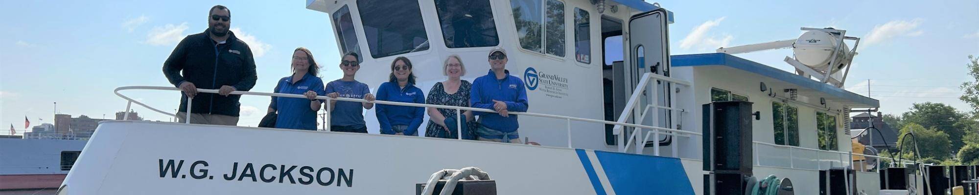 The SASC Team aboard GVSU's research vessel, W. G. Jackson, in Muskegon